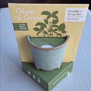 Modern sprout glow & grow Candle + grow kit herb garden